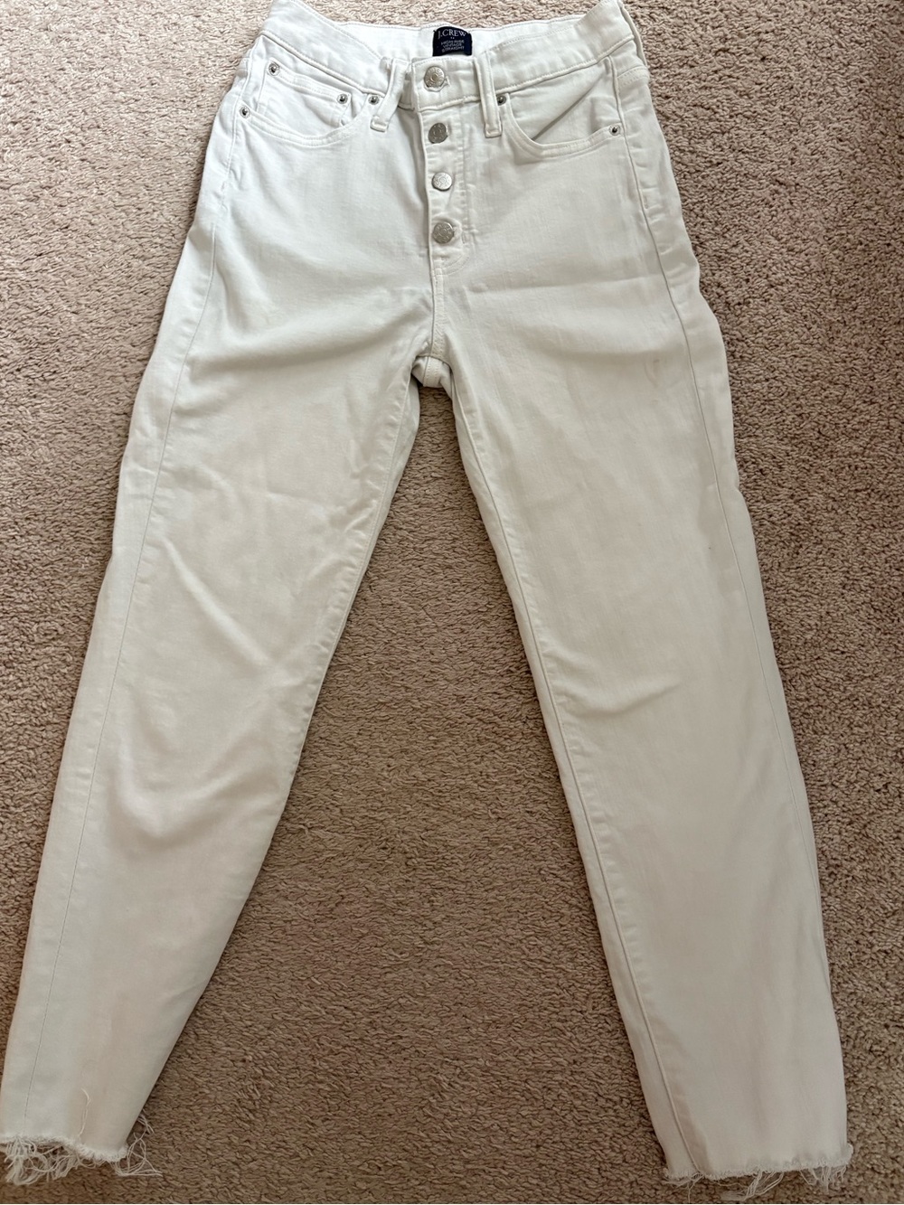 J. Crew Off-White High-Rise Button-Fly Jeans